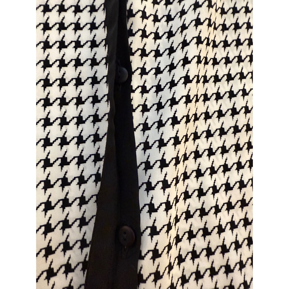 Maggie Barnes Houndstooth Bow Blouse Womens Size 28 Button-Down Holiday Office - Picture 7 of 13